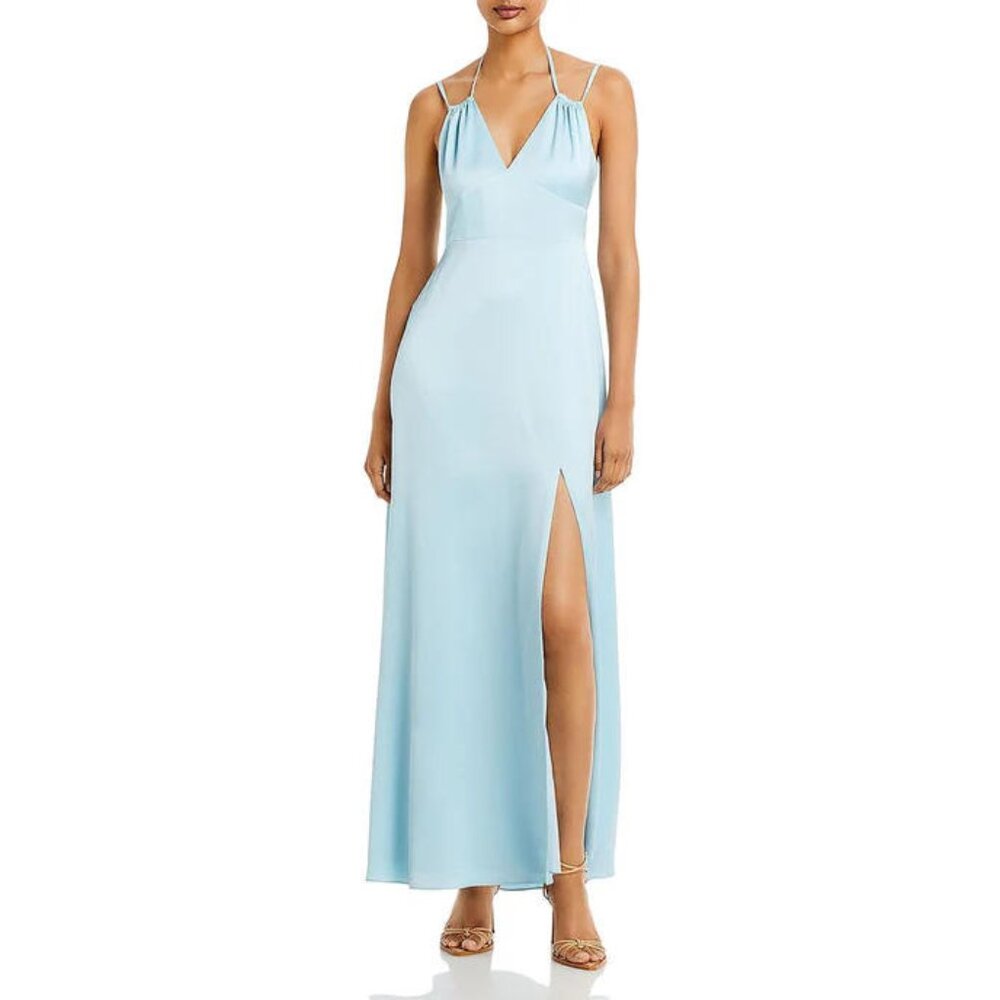 NWT •	AQUA •	SATIN BOW BACK EVENING DRESS - sz 12
